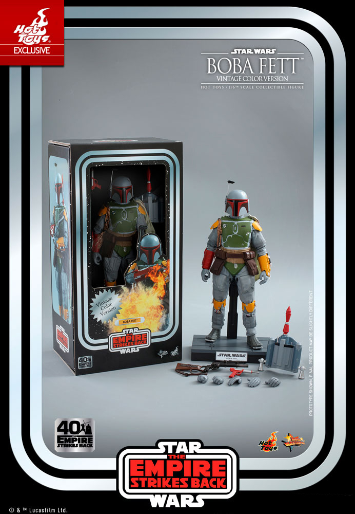 Star Wars: Boba Fett Deluxe Episode V: The Empire Strikes Back Hot Toys Exclusive 40th Anniversary  Vintage Colour Version
